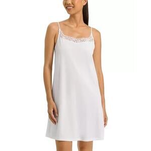 Hanro Michelle Women's Cotton Embroidered Chemise, White, Size L 0262